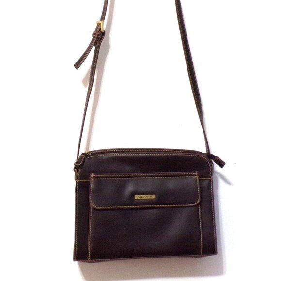 Liz Claiborne Leather Villager Shoulder/Crossbody Handbag w/Bronze Accents - Picture 1 of 6